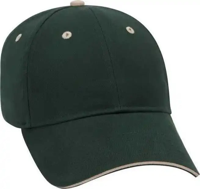 Otto 23-430 Brushed Cotton Twill Sandwich Visor Low Profile Pro Style Cap with 6 Embroidered Eyelets - Dark Green Khaki