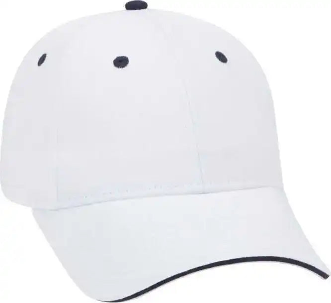 Otto 23-430 Brushed Cotton Twill Sandwich Visor Low Profile Pro Style Cap with 6 Embroidered Eyelets - White Navy