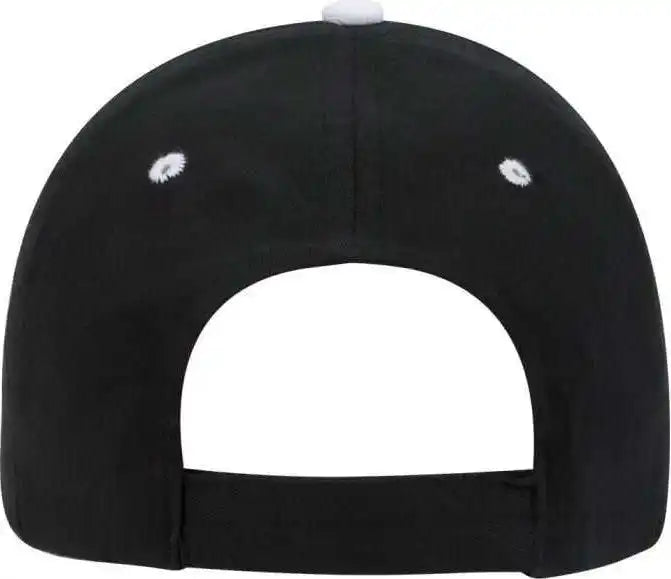 Otto 23 430 Brushed Cotton Twill Sandwich Visor Low Profile Pro Style Cap with 6 Embroidered Eyelets Black White