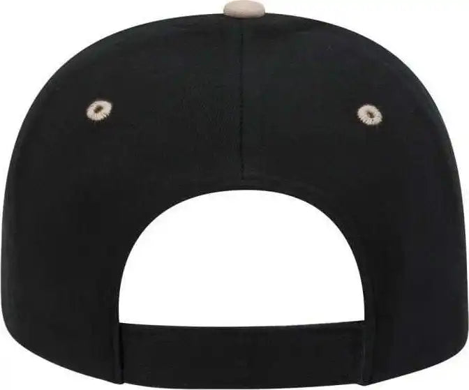 Otto 23-430 Brushed Cotton Twill Sandwich Visor Low Profile Pro Style Cap with 6 Embroidered Eyelets - Khaki Black