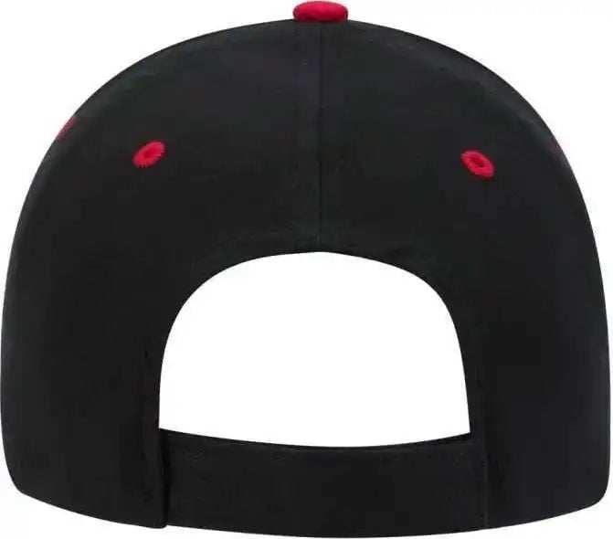 Otto 23-430 Brushed Cotton Twill Sandwich Visor Low Profile Pro Style Cap with 6 Embroidered Eyelets - Black Red