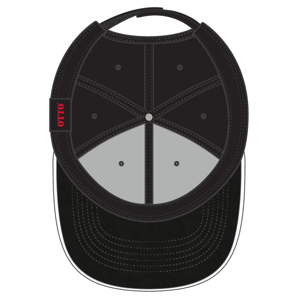 Otto 23-434 6 Panel Low Profile Baseball Cap - Blk/blk/wht - 7 3/8’’ - 5/8’’
