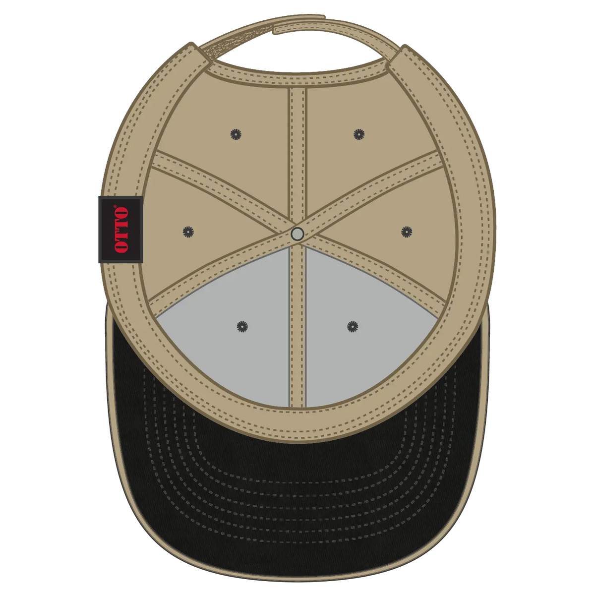 Otto 23-434 6 Panel Low Profile Baseball Cap - Blk/kha/kha - 7 3/8’’ - 5/8’’