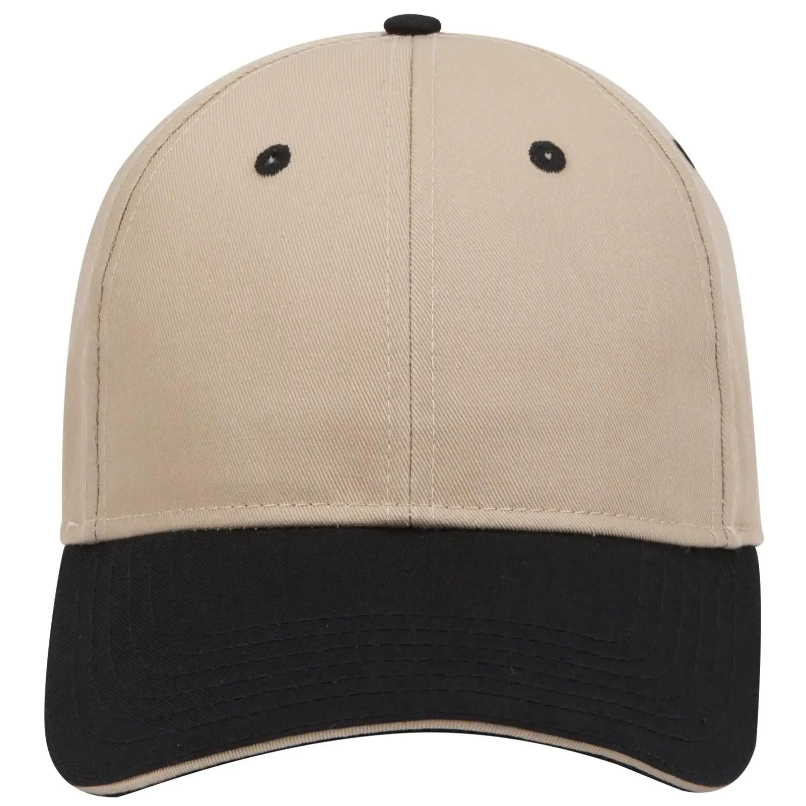 Otto 23-434 6 Panel Low Profile Baseball Cap - Blk/kha/kha - 7 3/8’’ - 5/8’’