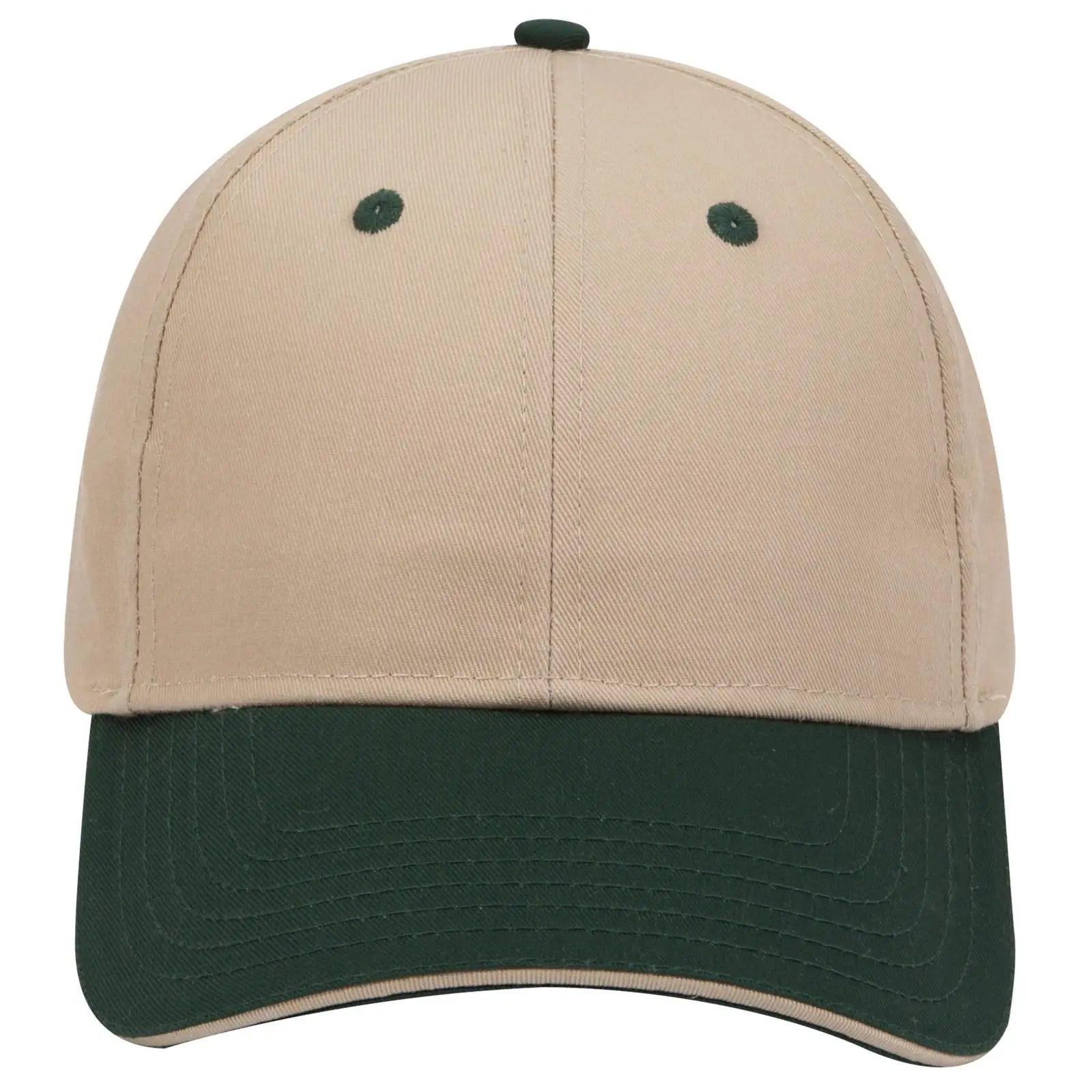 Otto 23-434 6 Panel Low Profile Baseball Cap - Dk.grn/kha/kha - 7 3/8’’ - 5/8’’