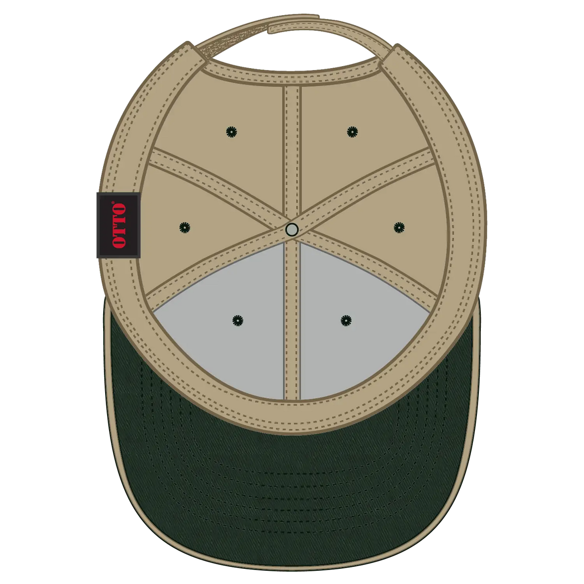 Otto 23-434 6 Panel Low Profile Baseball Cap - Dk.grn/kha/kha - 7 3/8’’ - 5/8’’