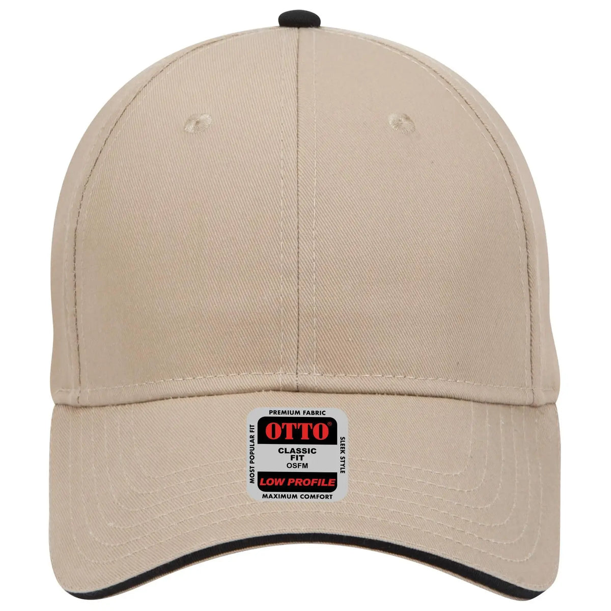 Otto 23-434 6 Panel Low Profile Baseball Cap - Kha/kha/blk - 7 3/8’’ - 5/8’’