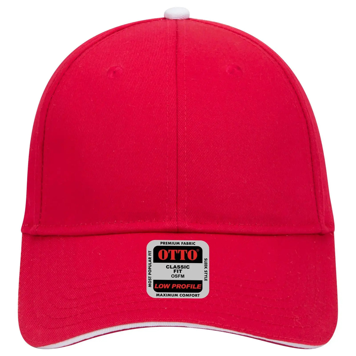 Otto 23-434 6 Panel Low Profile Baseball Cap - Red/red/wht - 7 3/8’’ - 5/8’’