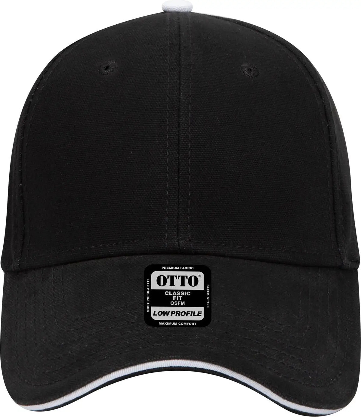 Otto 23-484 6 Panel Low Profile Baseball Cap - Blk/blk/wht - 1/2’’ - 7 5/8’’