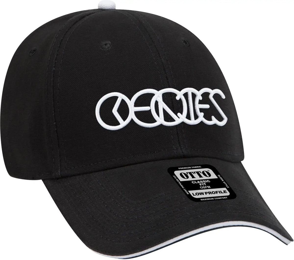 Otto 23-484 6 Panel Low Profile Baseball Cap - Blk/blk/wht - 1/2’’ - 7 5/8’’