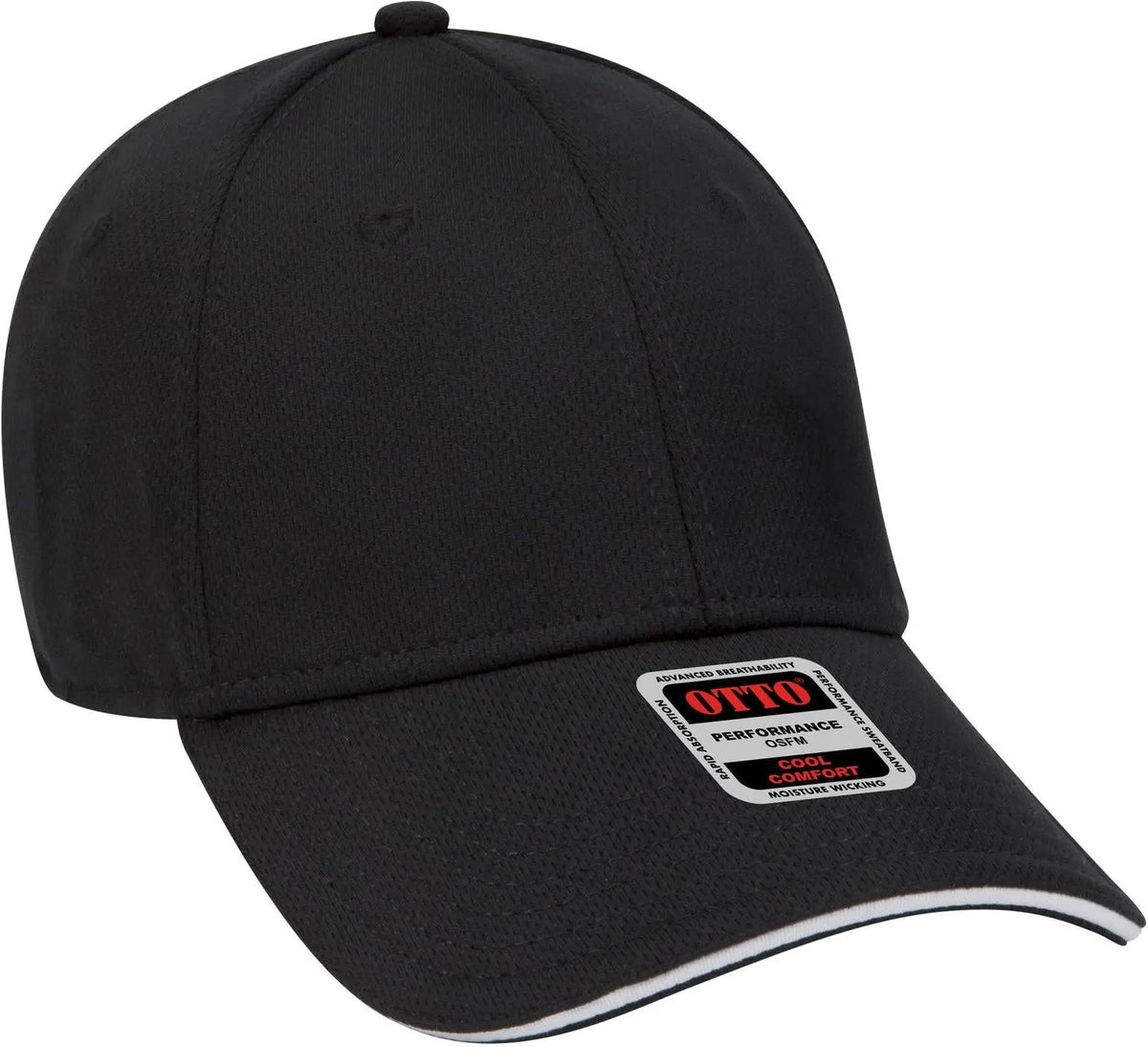 Otto 23-735 6 Panel Low Profile Baseball Cap - Blk/blk/wht - 1/2’’ - 7 5/8’’