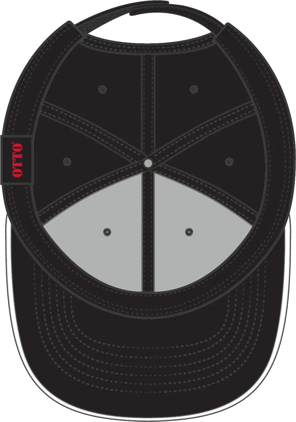 Otto 23-735 6 Panel Low Profile Baseball Cap - Blk/blk/wht - 1/2’’ - 7 5/8’’
