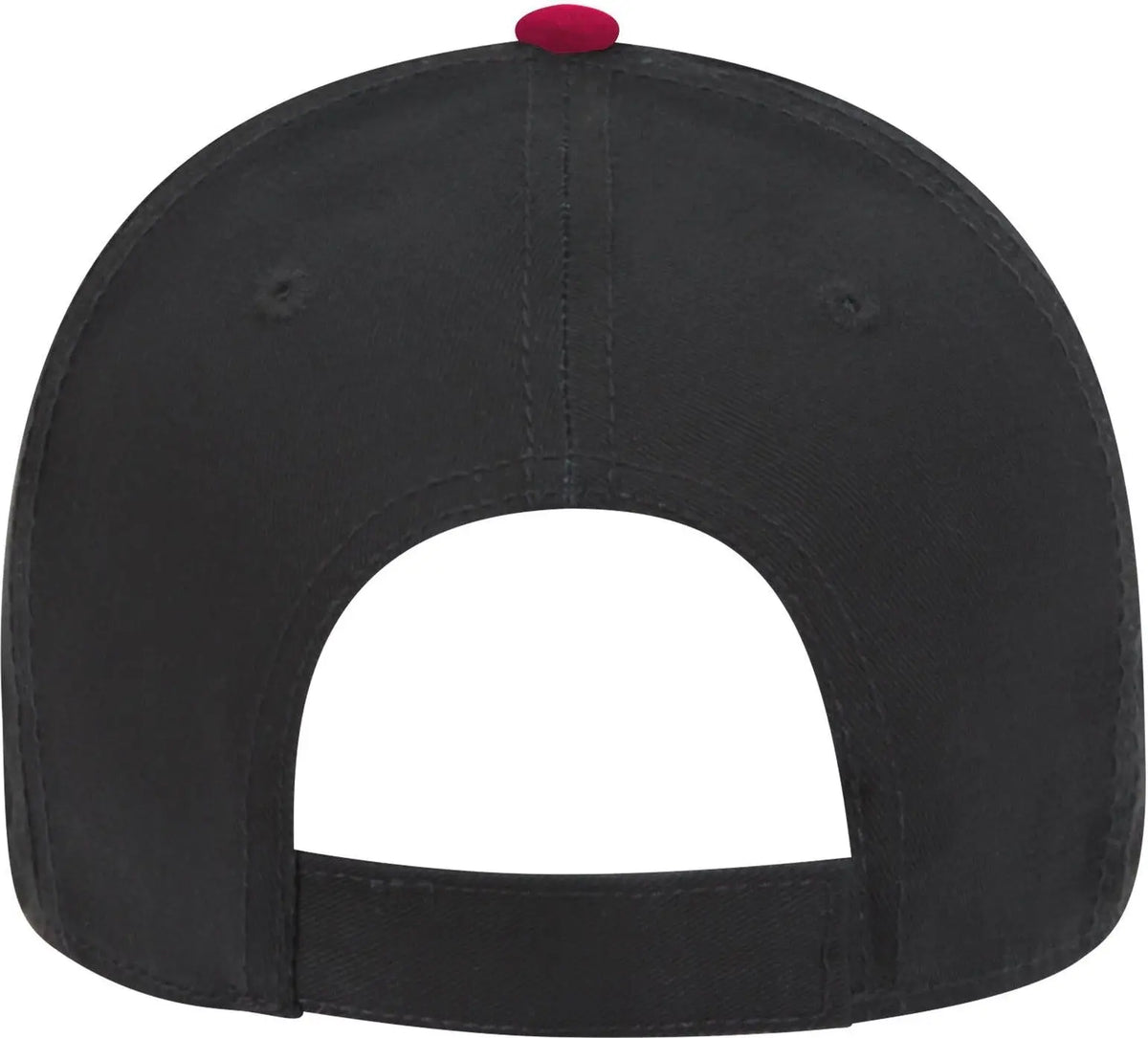 Otto 23-766 6 Panel Low Profile Baseball Cap - Blk/blk/red - 1/2’’ - 7 5/8’’