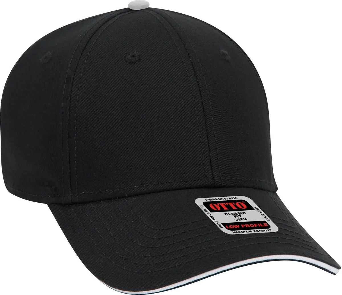 Otto 23-766 6 Panel Low Profile Baseball Cap - Blk/blk/wht - 1/2’’ - 7 5/8’’
