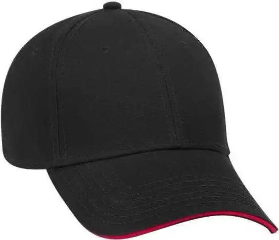 Otto 23 766 Superior Cotton Twill Sandwich Visor Low Profile Pro Style Cap Black Red / one Size Fits Most