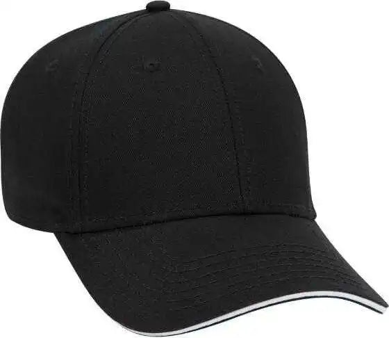 Otto 23-766 Superior Cotton Twill Sandwich Visor Low Profile Pro Style Cap - Black White - one Size Fits Most