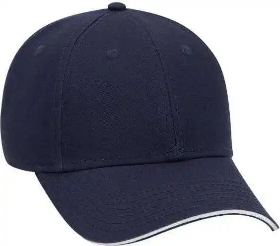 Otto 23-766 Superior Cotton Twill Sandwich Visor Low Profile Pro Style Cap - Navy White - one Size Fits Most