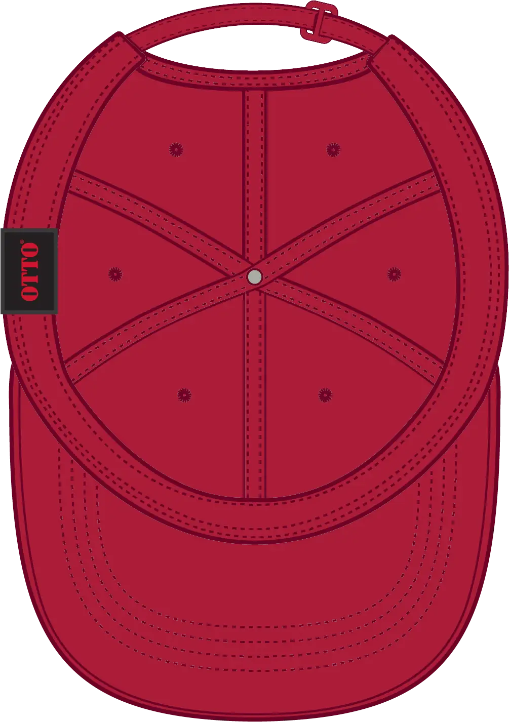 Otto 24-032 6 Panel Low Profile Baseball Cap - Red - 1/2’’ - 7 5/8’’