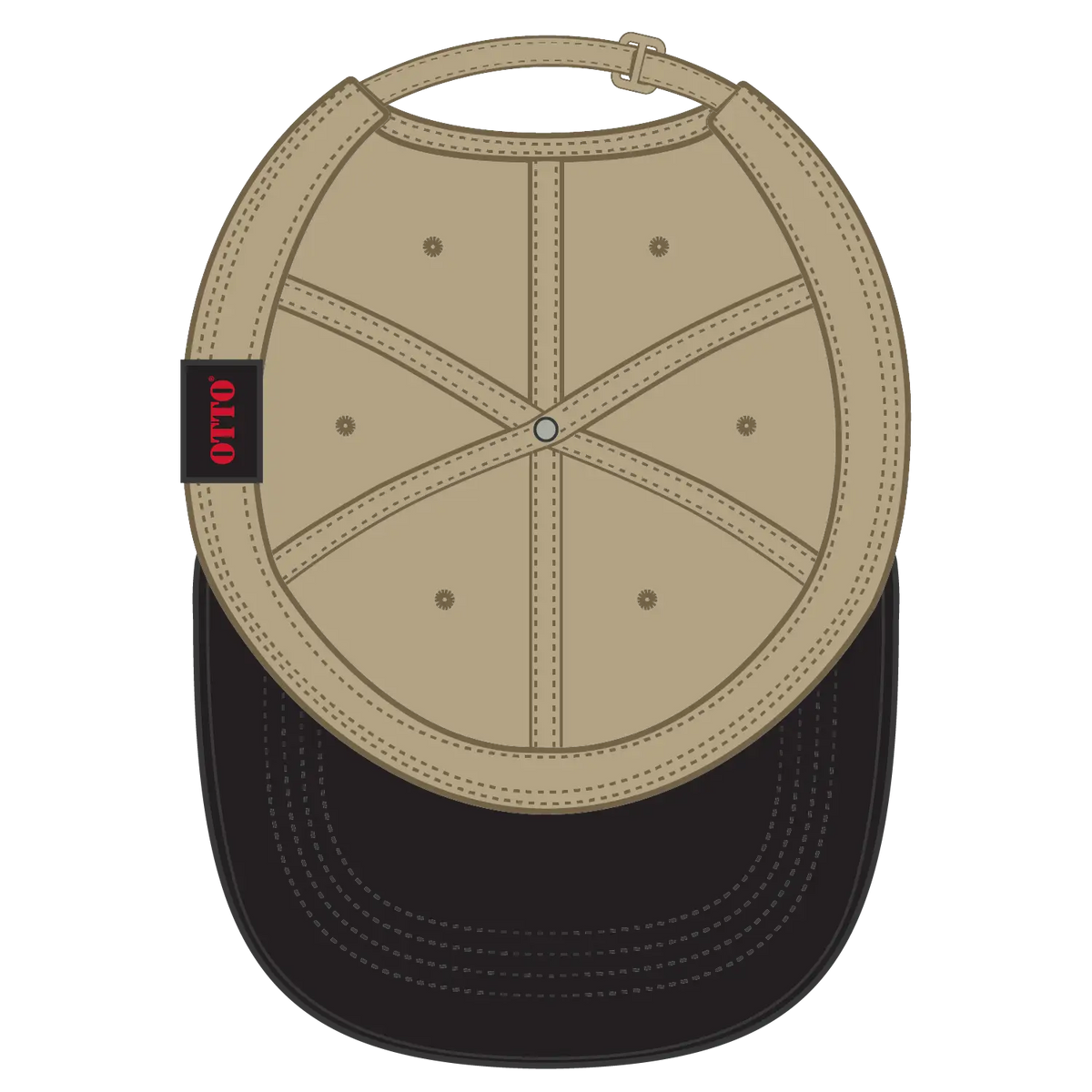 Otto 24-033 6 Panel Low Profile Baseball Cap - Blk/kha - 7 3/8’’ - 5/8’’