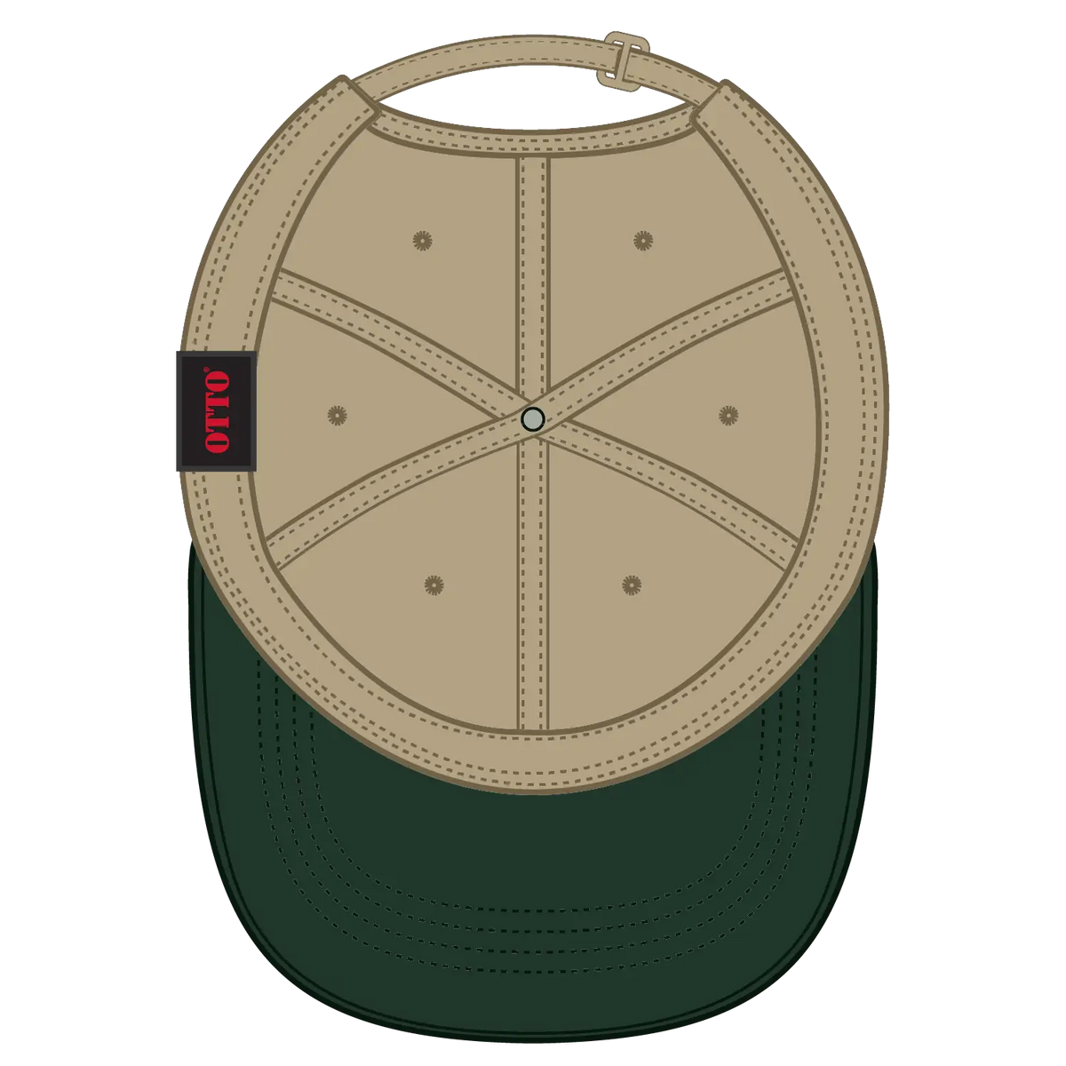 Otto 24-033 6 Panel Low Profile Baseball Cap - Dk.grn/kha - 7 3/8’’ - 5/8’’