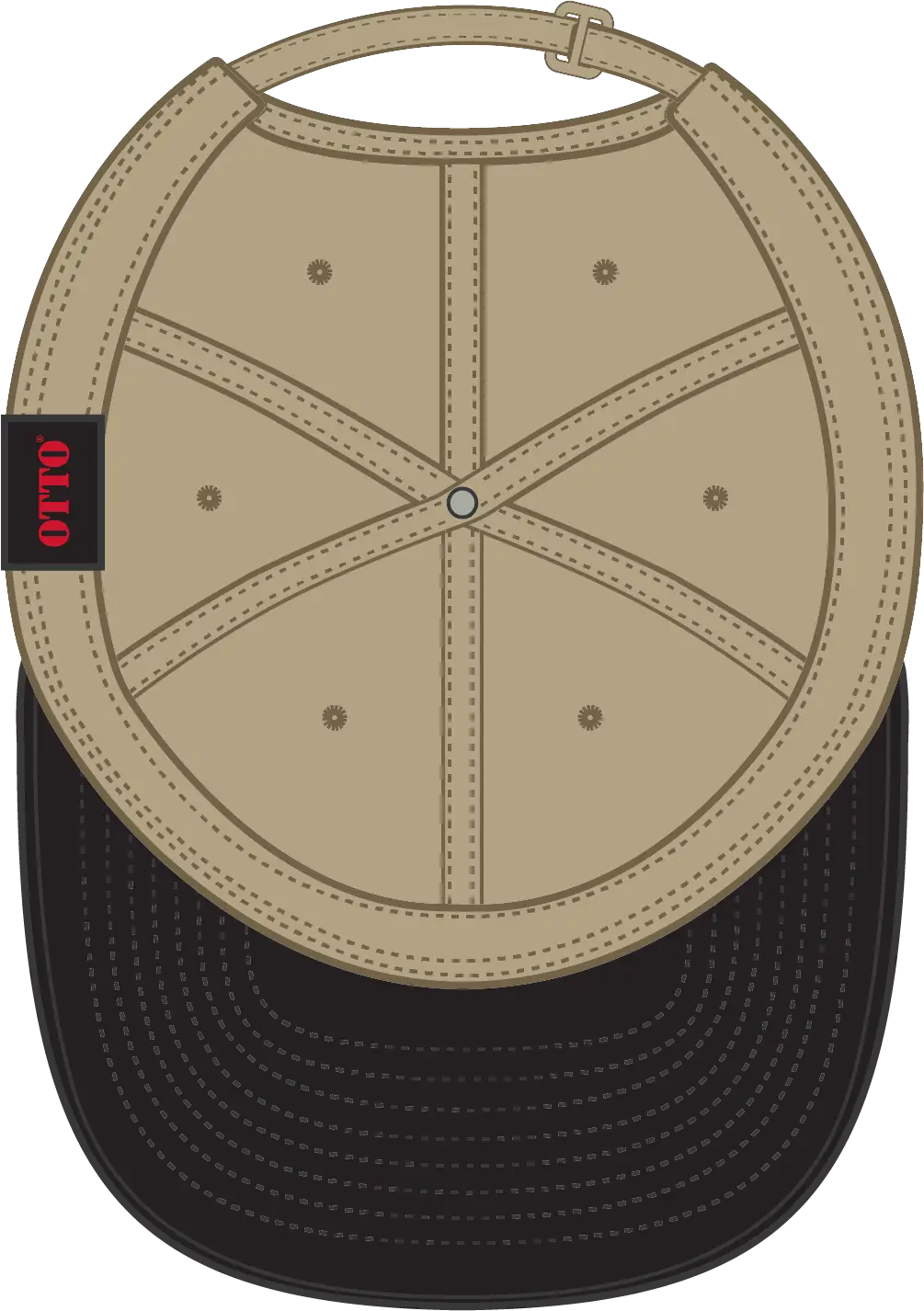 Otto 24-106 6 Panel Low Profile Baseball Cap - Blk/kha - 1/2’’ - 7 5/8’’