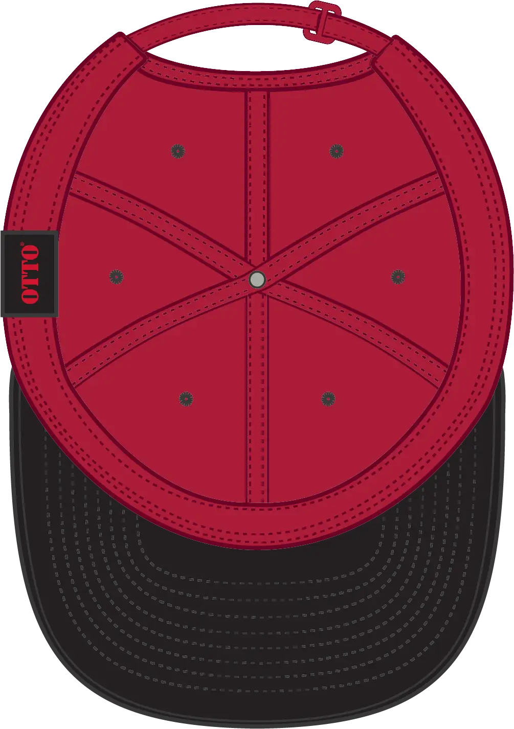 Otto 25-023 6 Panel Low Profile Baseball Cap - Blk/red - 1/2’’ - 7 5/8’’