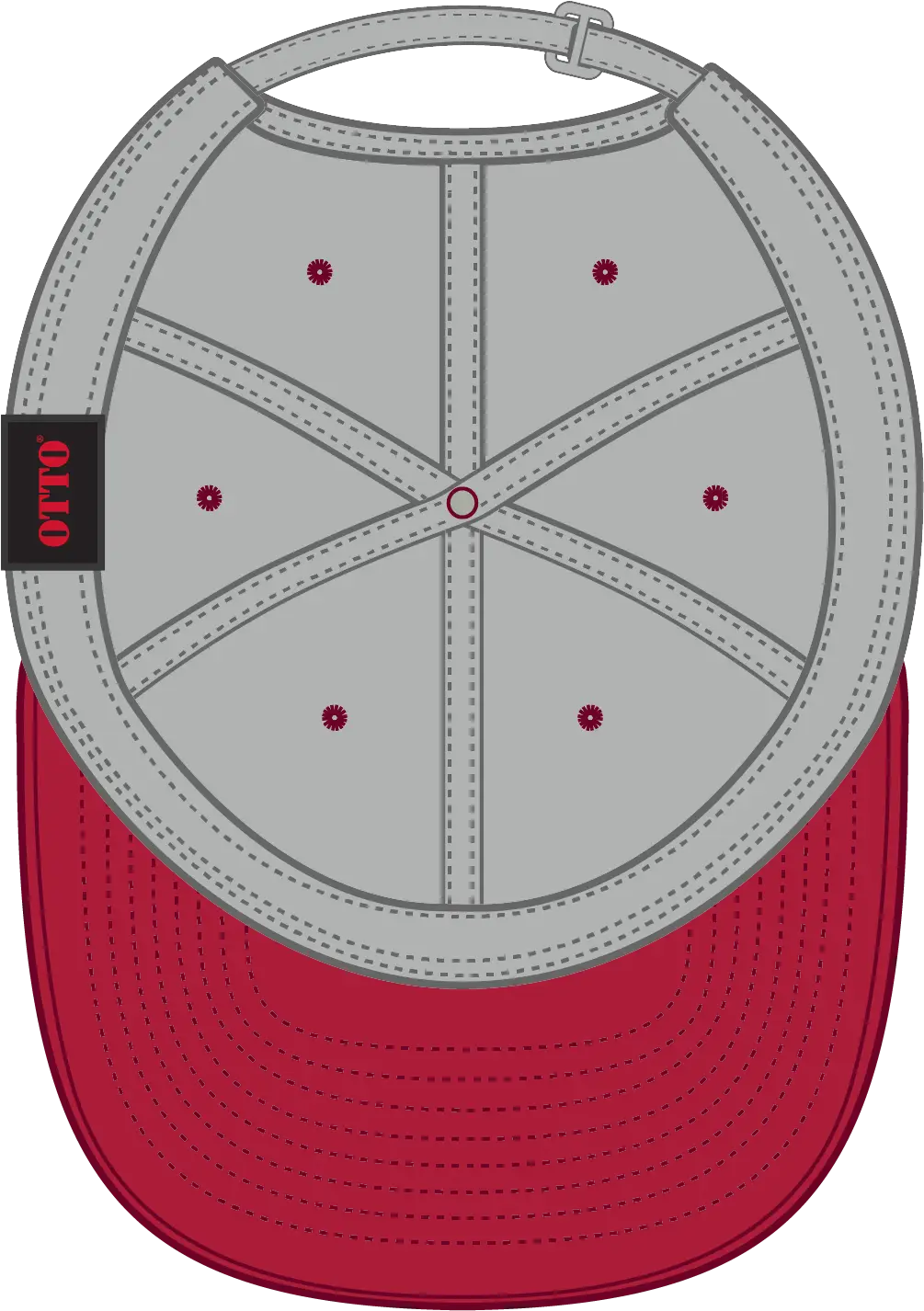 Otto 25-023 6 Panel Low Profile Baseball Cap - Red/gry - 1/2’’ - 7 5/8’’