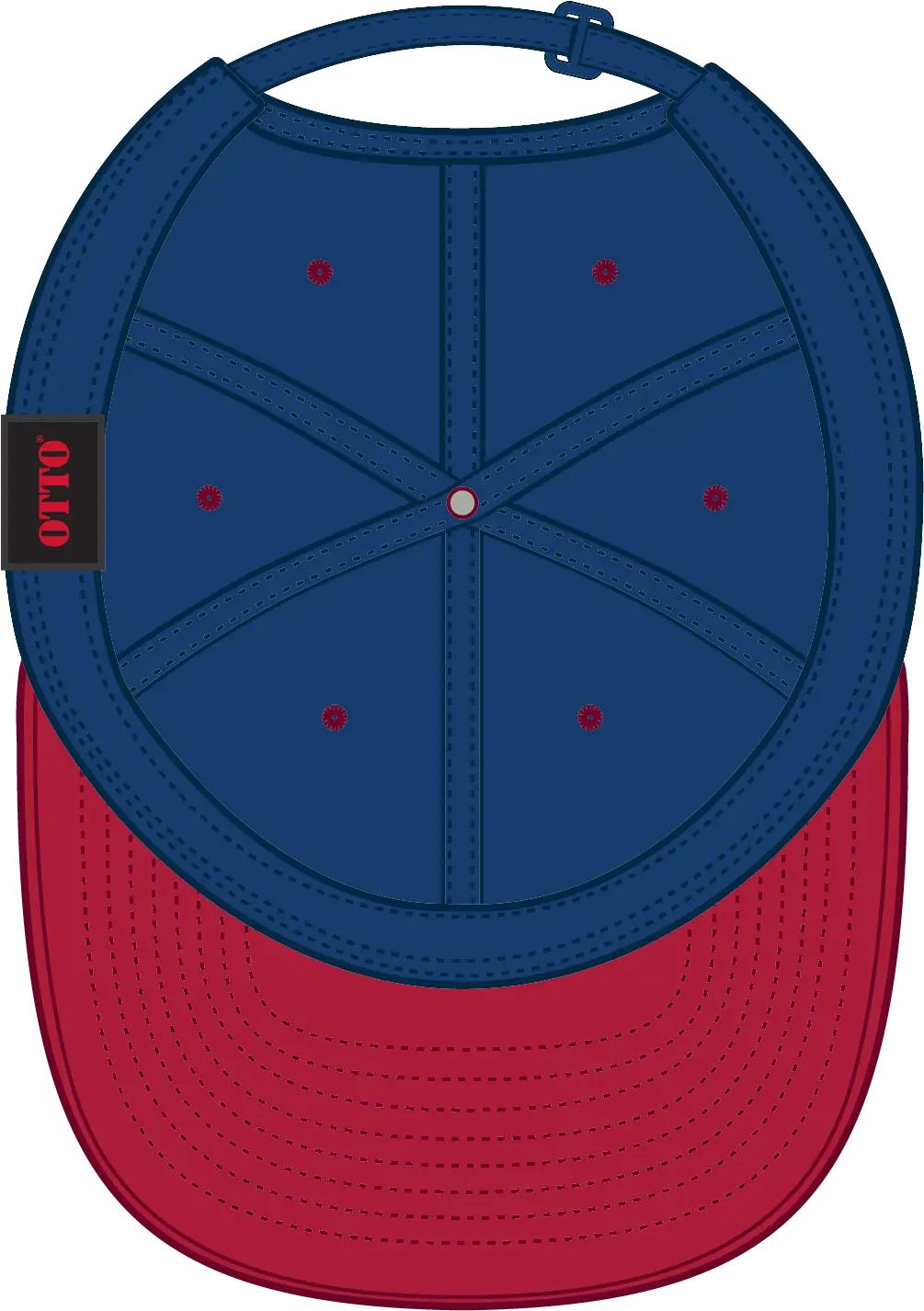 Otto 25-023 6 Panel Low Profile Baseball Cap - Red/ryl - 1/2’’ - 7 5/8’’