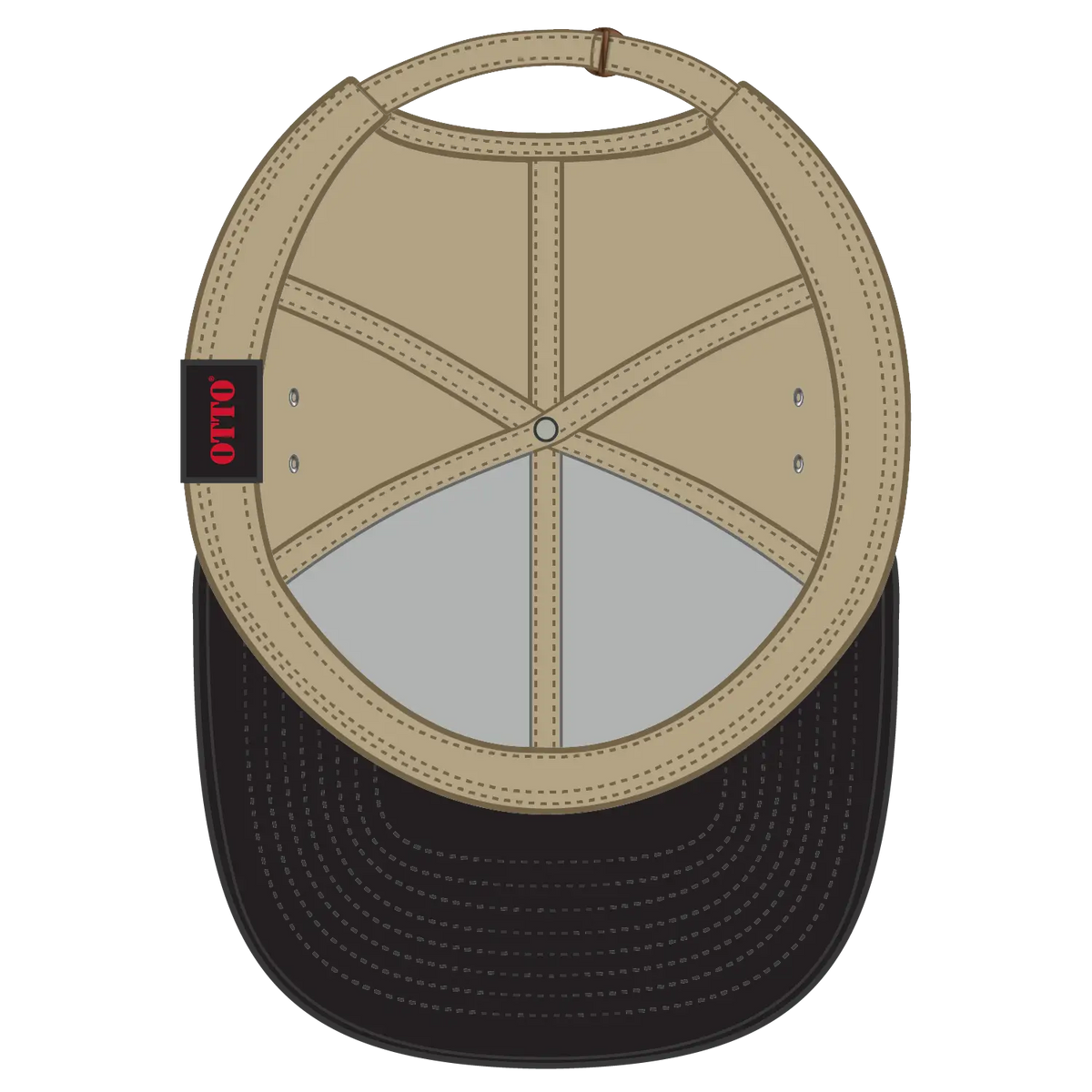 Otto 26-031 6 Panel Low Profile Baseball Cap - Blk/kha - 7 3/8’’ - 5/8’’