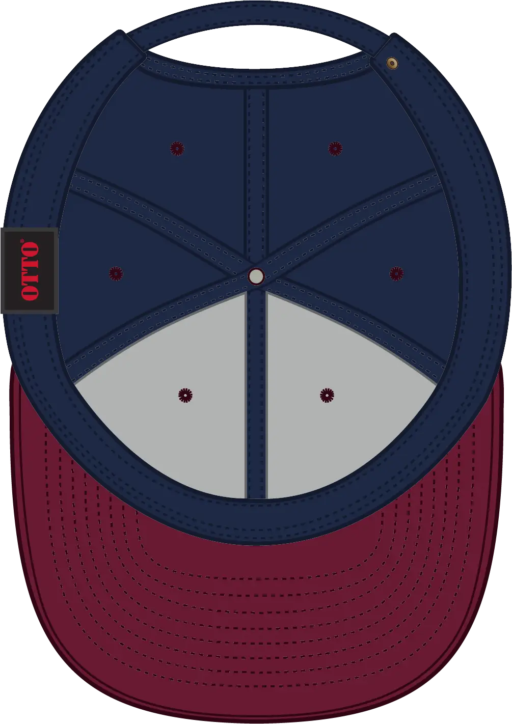 Otto 27-008 6 Panel Mid Profile Baseball Cap - Burg. Marn/nvy - 1/2’’ - 7 5/8’’