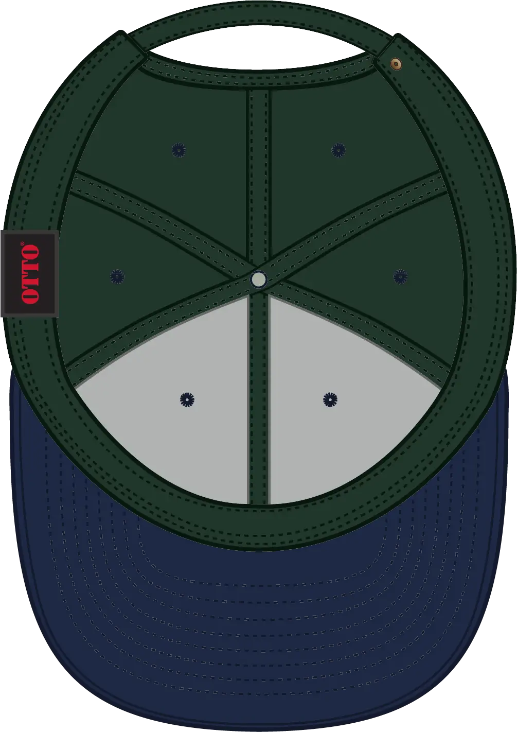 Otto 27-008 6 Panel Mid Profile Baseball Cap - Nvy/dk.grn - 1/2’’ - 7 5/8’’