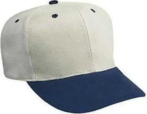 Otto 27-008 Brushed Bull Denim Pro Style Cap with Fabric Adjustable Strap - Navy Satin Gray - one Size Fits Most