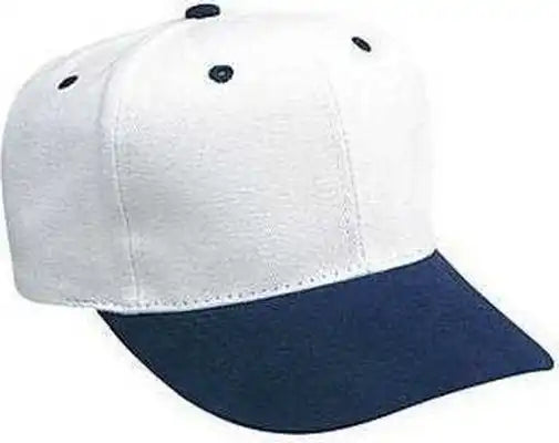 Otto 27-008 Brushed Bull Denim Pro Style Cap with Fabric Adjustable Strap - Navy White - one Size Fits Most