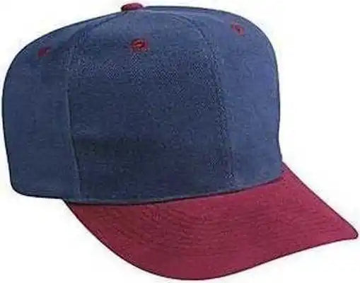 Otto 27 008 Brushed Bull Denim Pro Style Cap with Fabric Adjustable Strap Burgandy Maroon Navy / one Size Fits Most