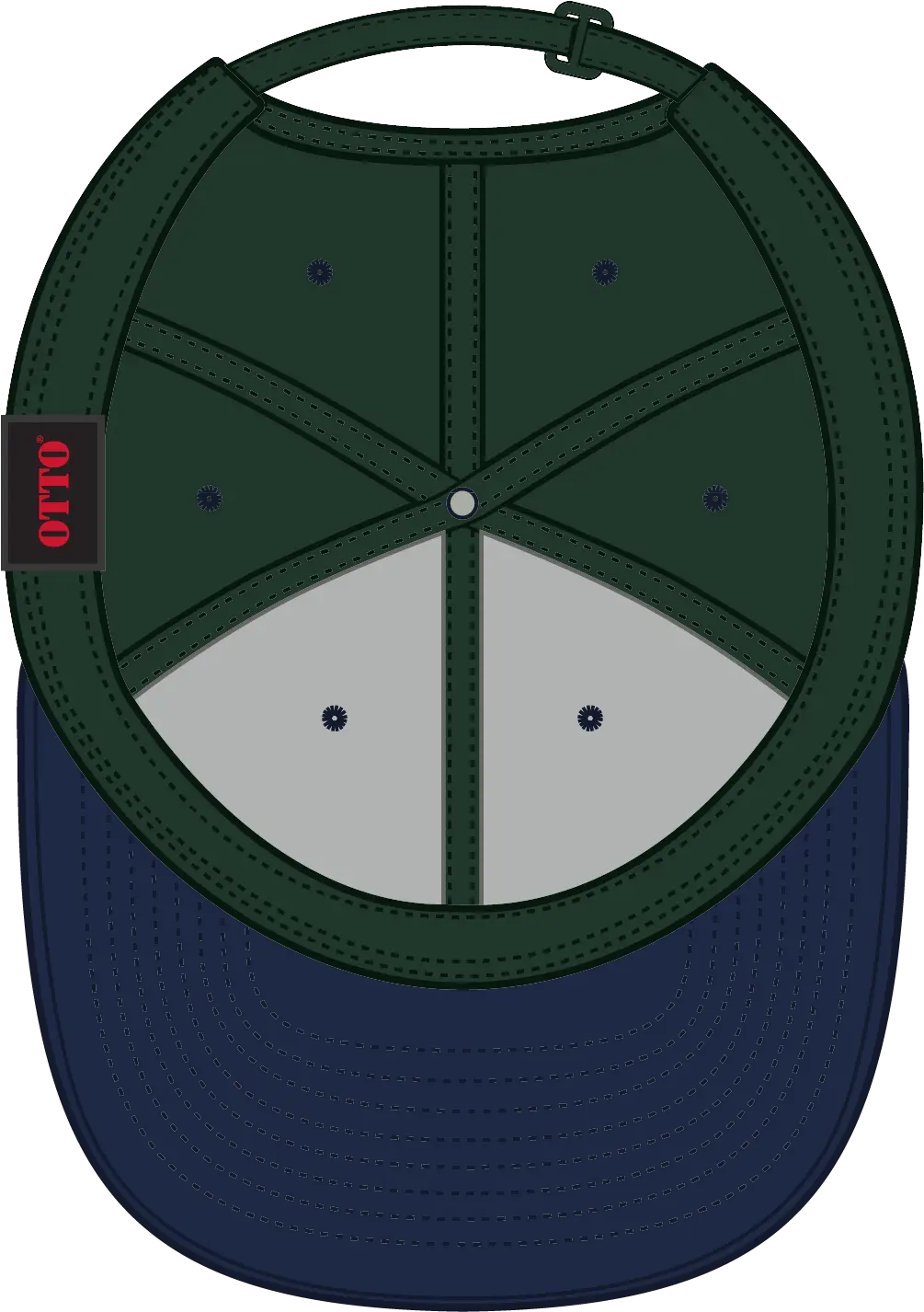 Otto 27-015 6 Panel Mid Profile Baseball Cap - Nvy/dk.grn - 1/2’’ - 7 5/8’’