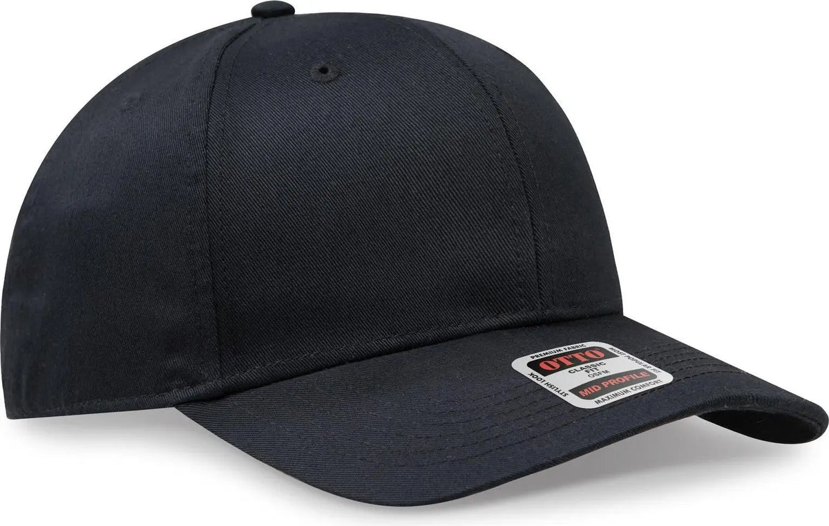 Otto 27-079 6 Panel Mid Profile Baseball Cap - Black - 1/2’’ - 7 5/8’’