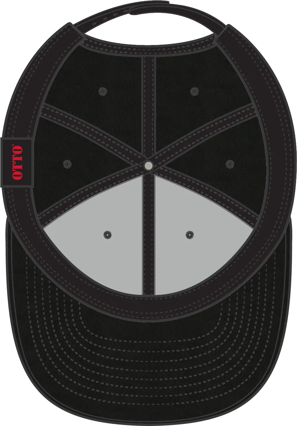 Otto 27-079 6 Panel Mid Profile Baseball Cap - Black - 1/2’’ - 7 5/8’’