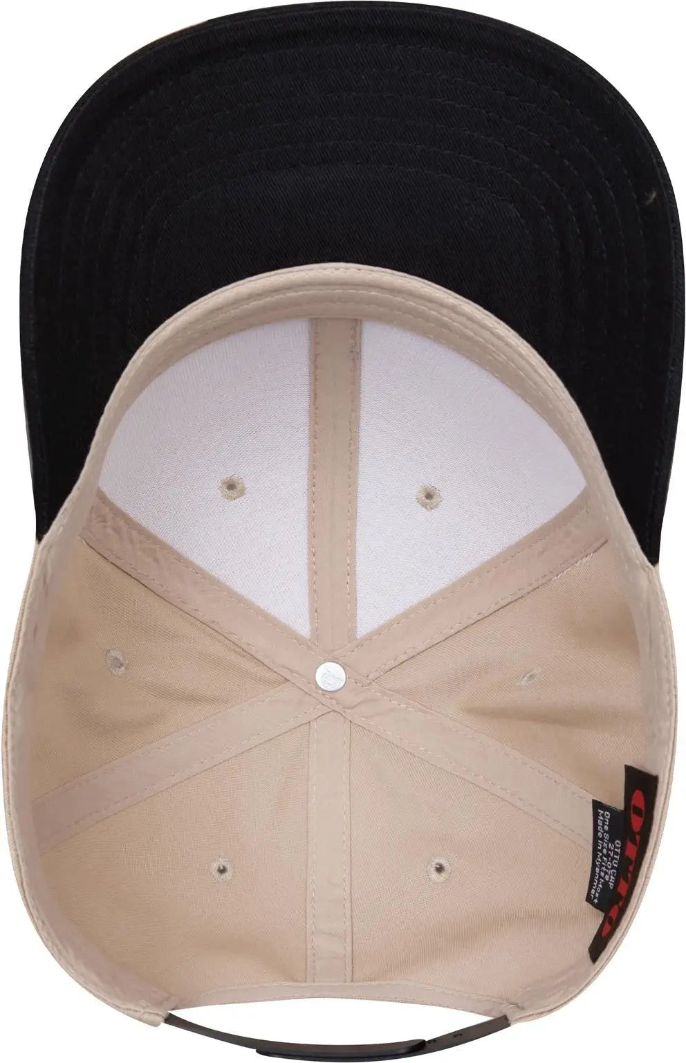 Otto 27-079 6 Panel Mid Profile Baseball Cap - Blk/kha - 1/2’’ - 7 5/8’’