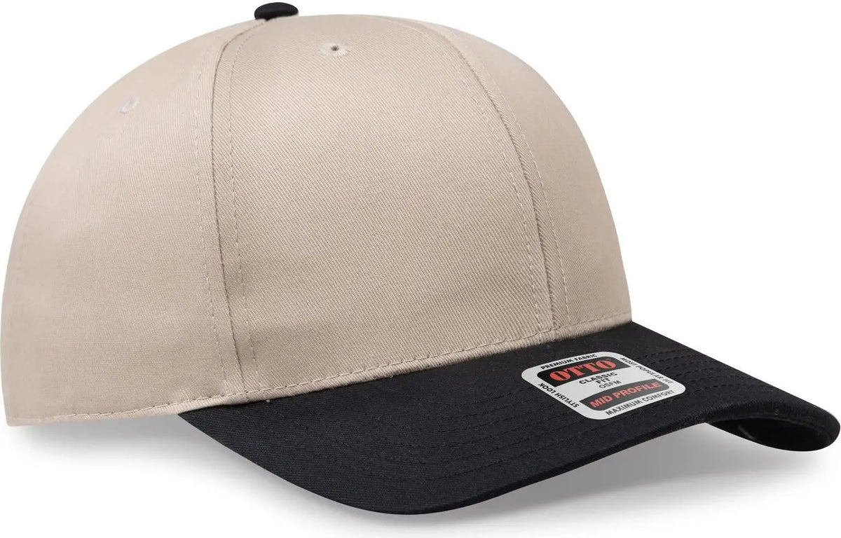 Otto 27-079 6 Panel Mid Profile Baseball Cap - Blk/kha - 1/2’’ - 7 5/8’’