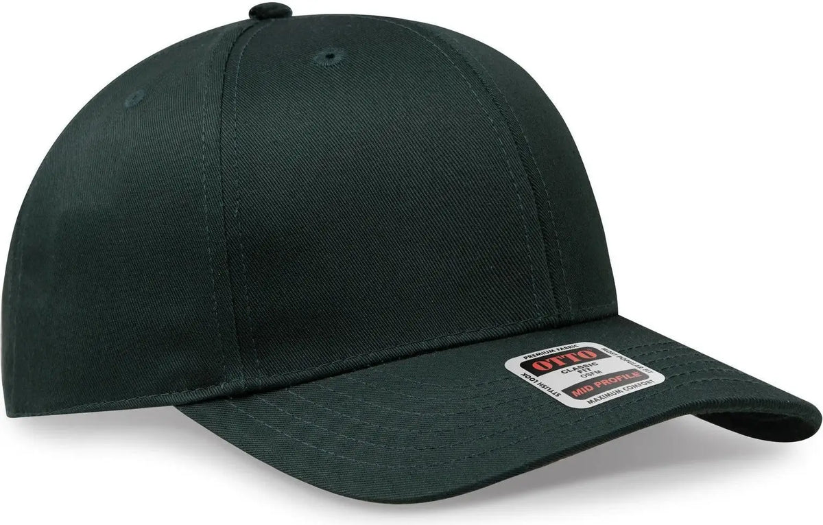 Otto 27-079 6 Panel Mid Profile Baseball Cap - Dk. Green - 1/2’’ - 7 5/8’’