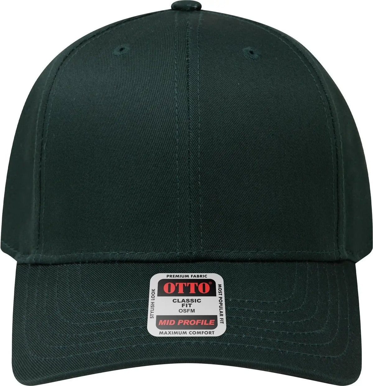 Otto 27-079 6 Panel Mid Profile Baseball Cap - Dk. Green - 1/2’’ - 7 5/8’’