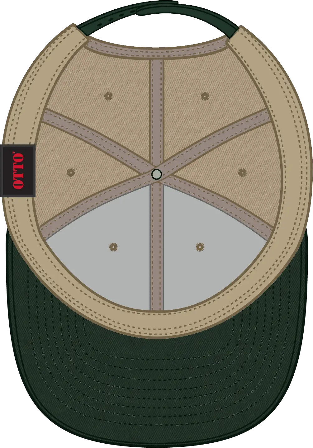 Otto 27-079 6 Panel Mid Profile Baseball Cap - Dk.grn/kha - 1/2’’ - 7 5/8’’