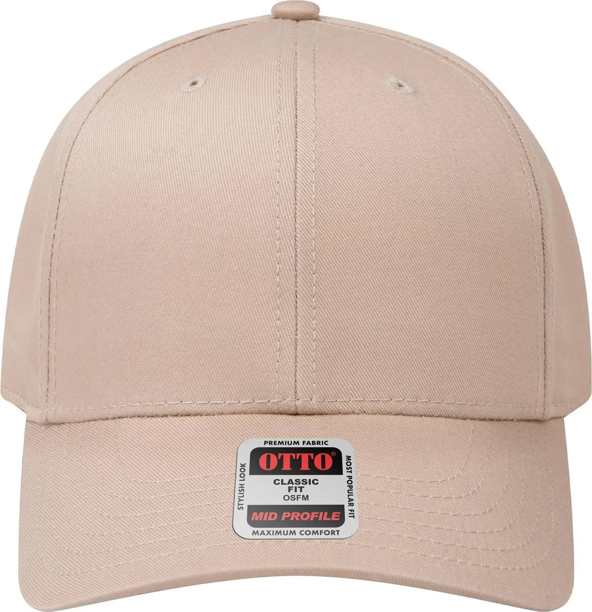 Otto 27-079 6 Panel Mid Profile Baseball Cap - Khaki