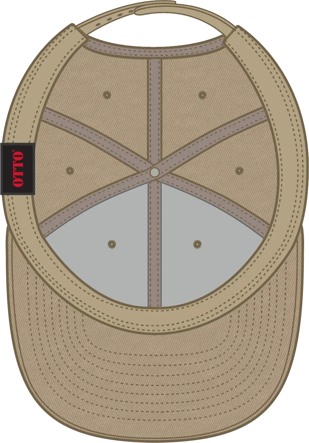Otto 27-079 6 Panel Mid Profile Baseball Cap - Khaki