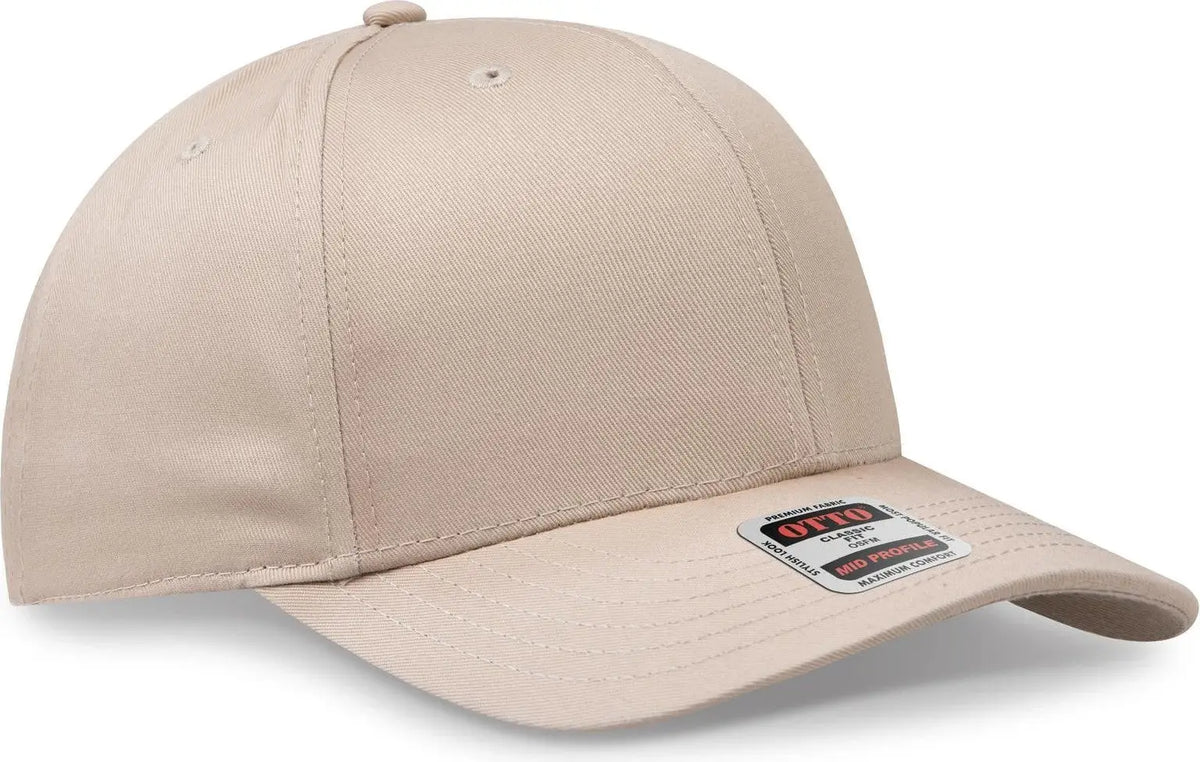Otto 27-079 6 Panel Mid Profile Baseball Cap - Khaki