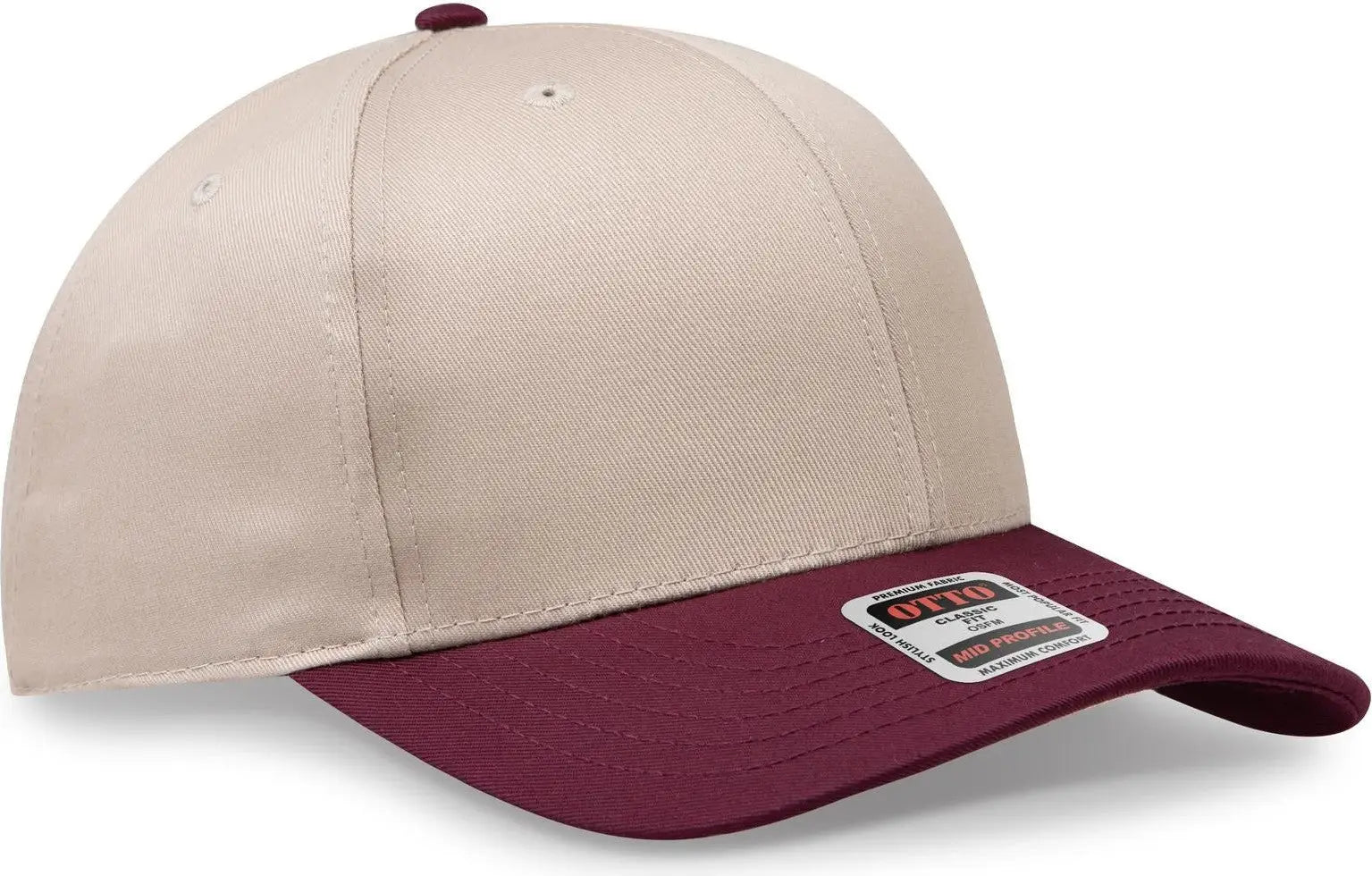 Otto 27-079 6 Panel Mid Profile Baseball Cap - Marn/kha