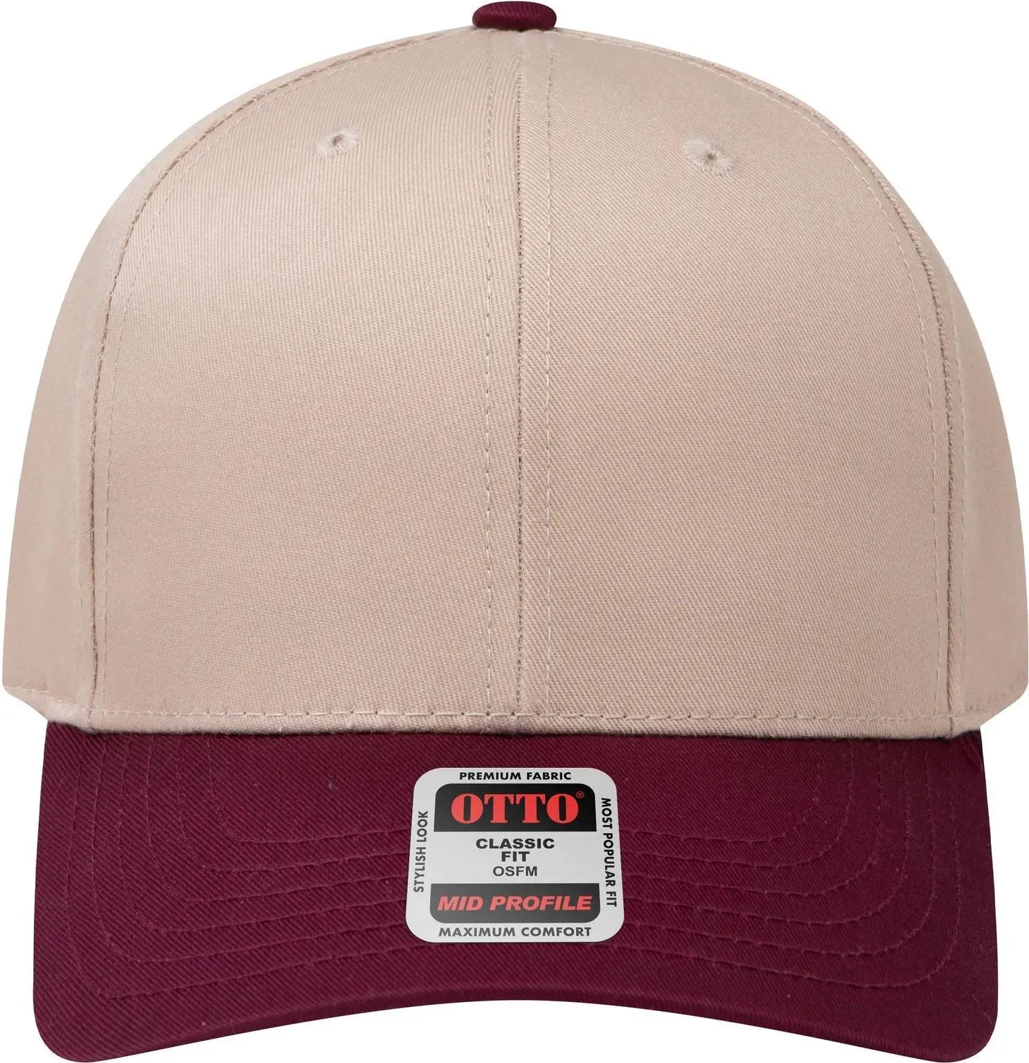 Otto 27-079 6 Panel Mid Profile Baseball Cap - Marn/kha