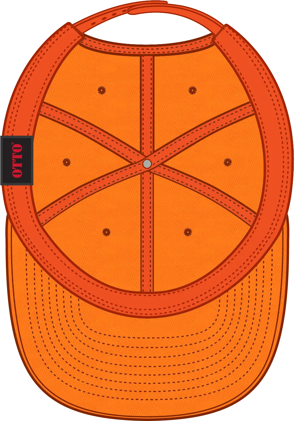 Otto 27-079 6 Panel Mid Profile Baseball Cap - N. Orange - 1/2’’ - 7 5/8’’