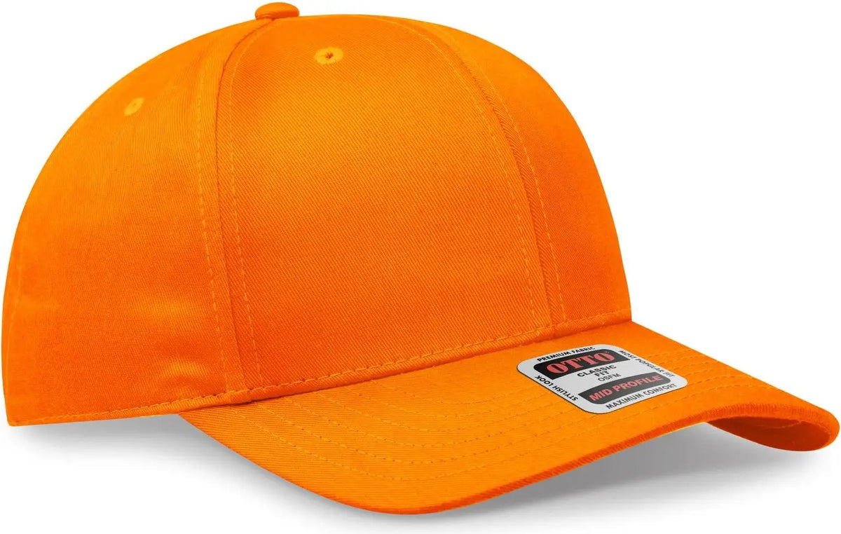 Otto 27-079 6 Panel Mid Profile Baseball Cap - N. Orange - 1/2’’ - 7 5/8’’