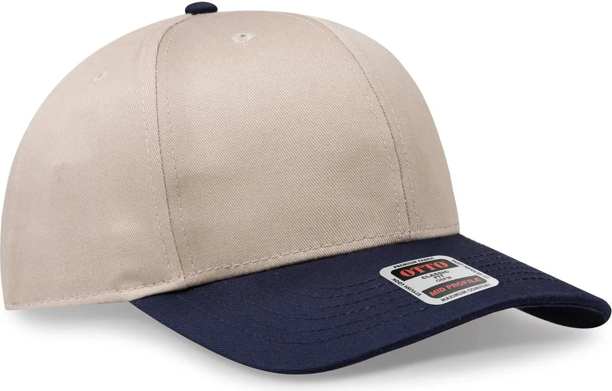 Otto 27-079 6 Panel Mid Profile Baseball Cap - Nvy/kha - 1/2’’ - 7 5/8’’